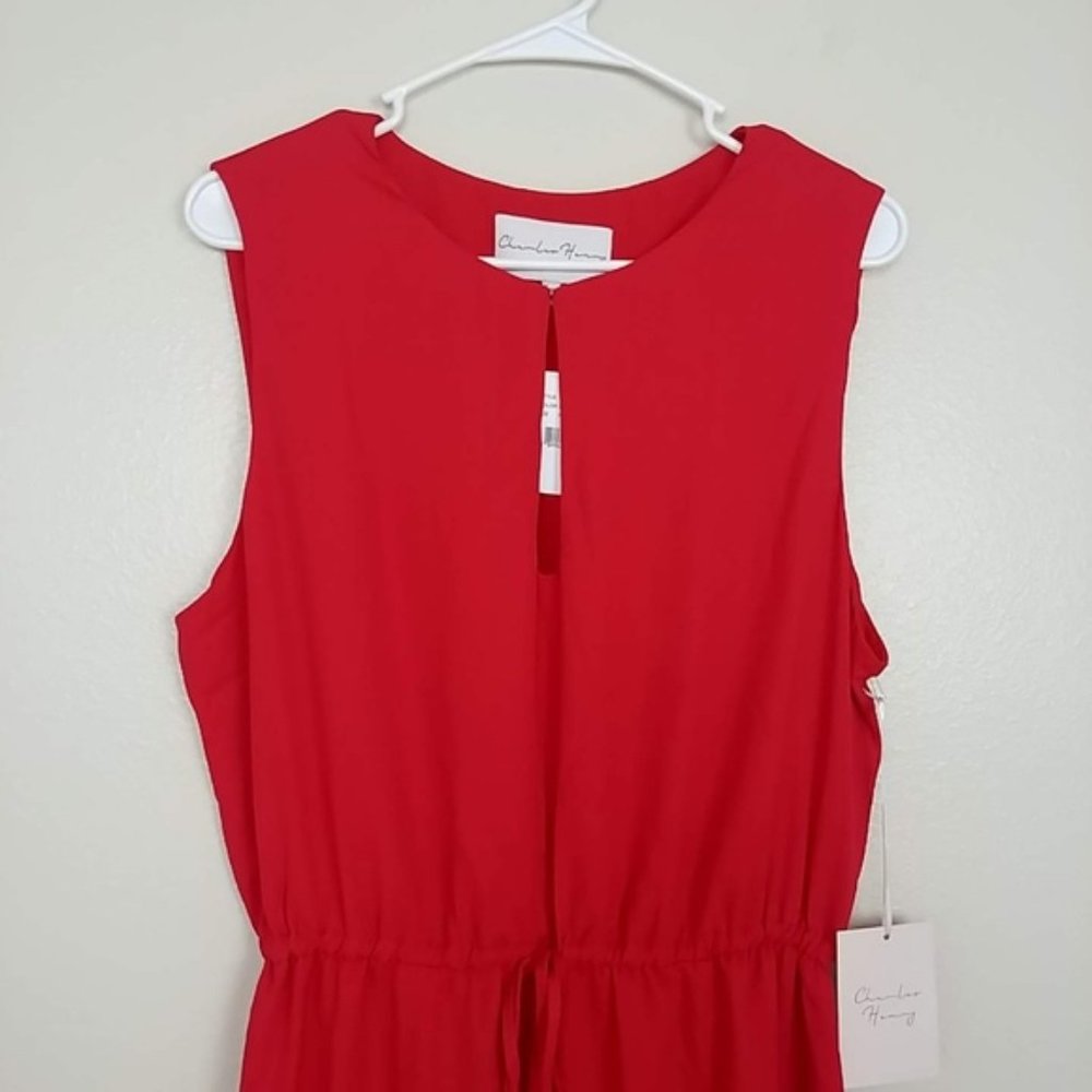 NWT Charles Henry Drawstring Scarlet Dress #3381 - Picture 3 of 8